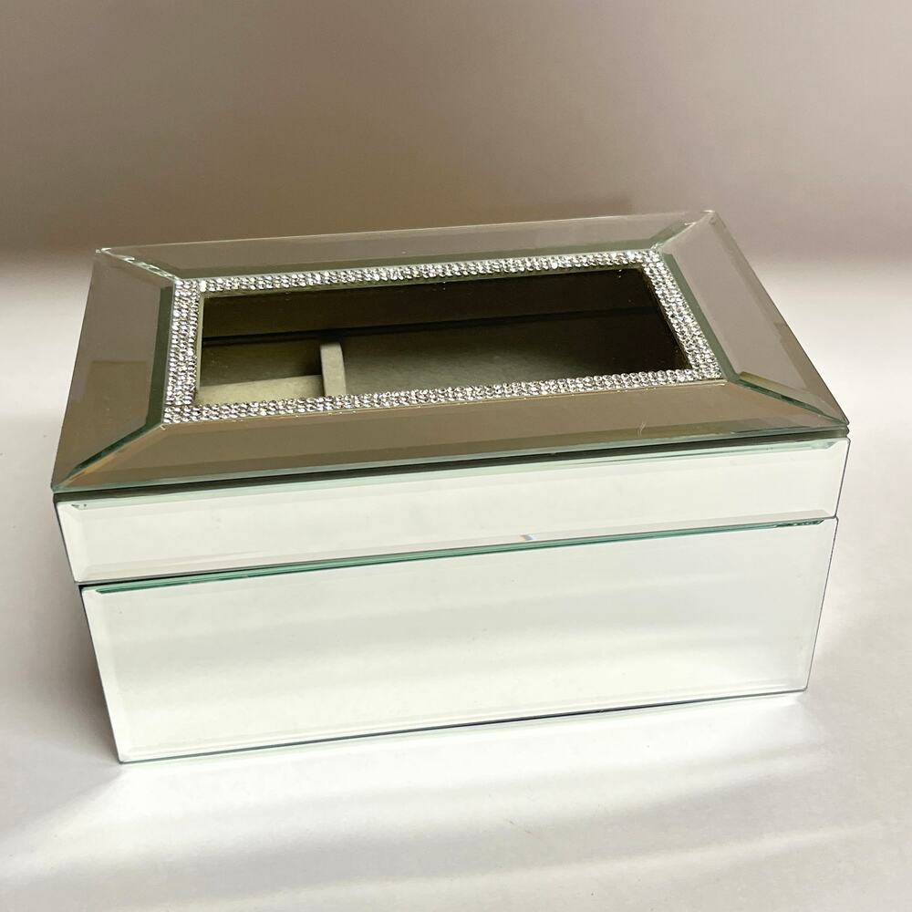 Tahari Home Beveled Mirrored Jewelry Box with Rhinestones